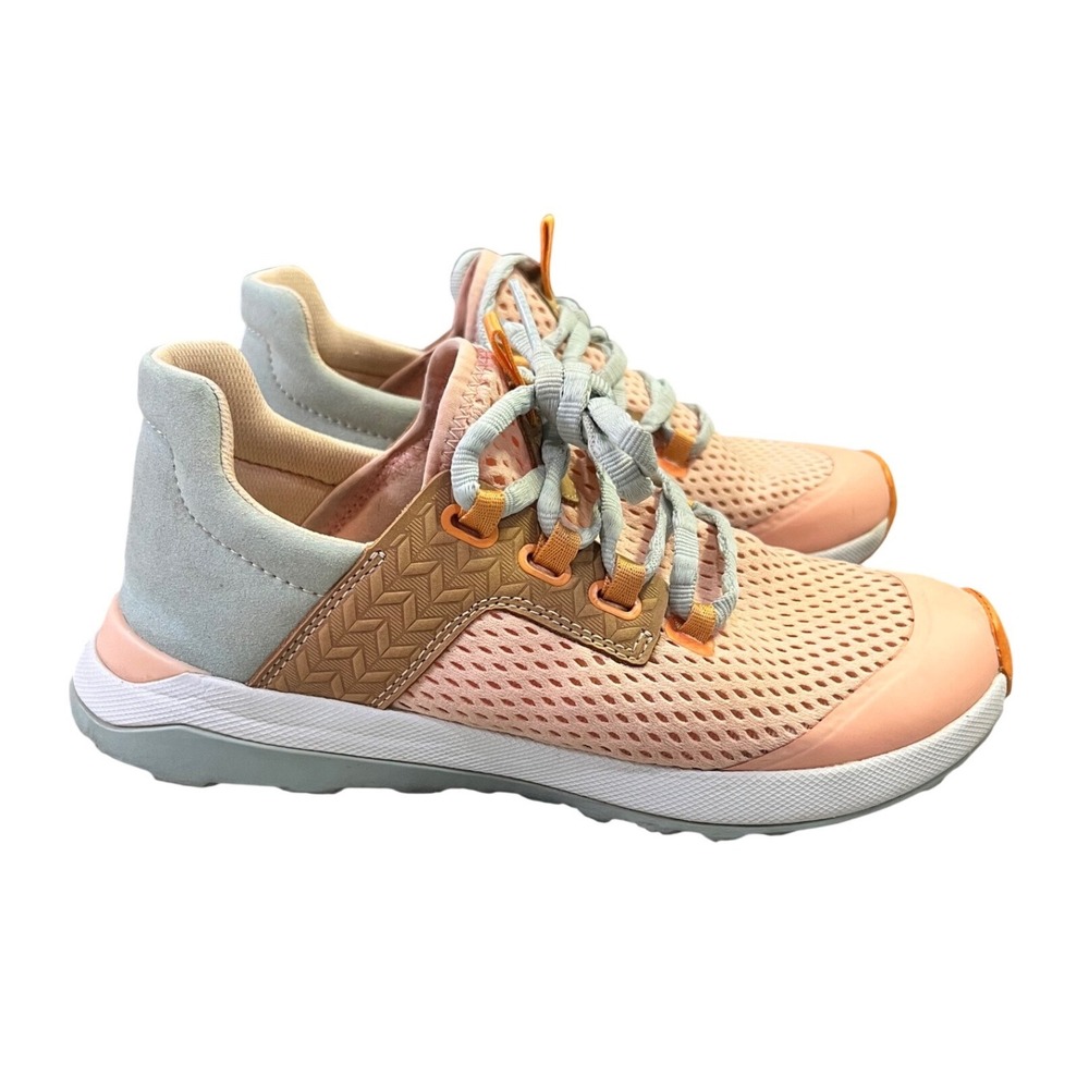 OluKai Womens Wailuku Sneaker Peach‎ Blue Mesh Lace Up Athletic Shoes Size 7 US